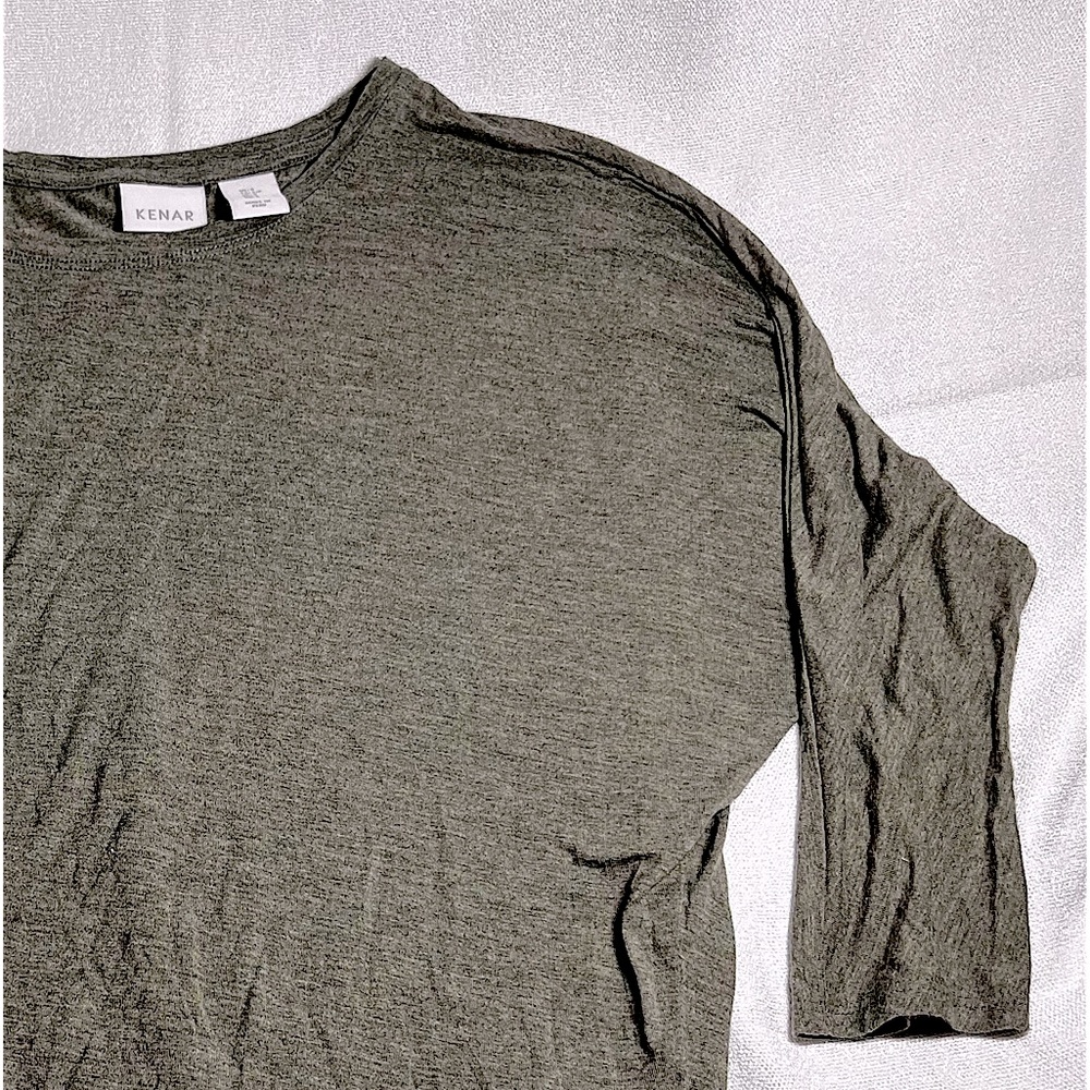 Kenar Olive Green Elbow Sleeve Top